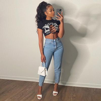 China Sexy QUICK DRY Cardigan Crop Tops Wing Print Basic Black Women New Arrival Streetwear Camiseta De Muj T-shirt Tee 2021 Shorts for sale