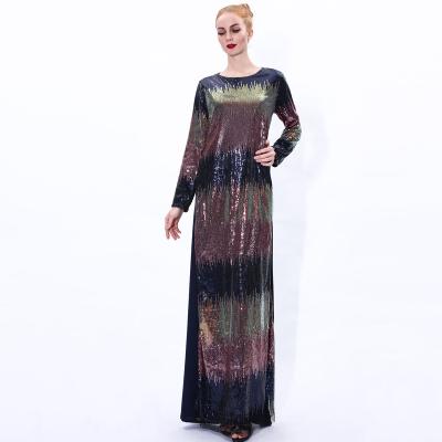 China Gradient Sequin Design Dresses Muslim Women Maxi Dress Muslim Ladies for sale