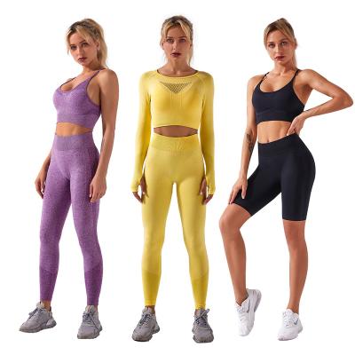 China Breathable 2022 Yoga Set Long Sleeve Gym Equipment Sport Wear Clothing Sets Woman's GRS Certified BSCI Manufacturer for sale