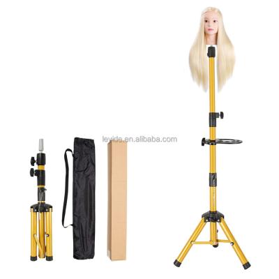 China Luxurious New AliLeader Canvas Hair Salon Equipment Head Block Mannequin Head Wig Stand Tripod With Multifunctional Tray for sale