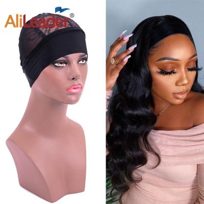 China Wig Band Edges Wig Net Cap For Making Wigs AliLeader New Design Glueless Mesh Ventilated Lace Weaving Cap Adjustable Headband Wig Caps For Headband Wig Making for sale