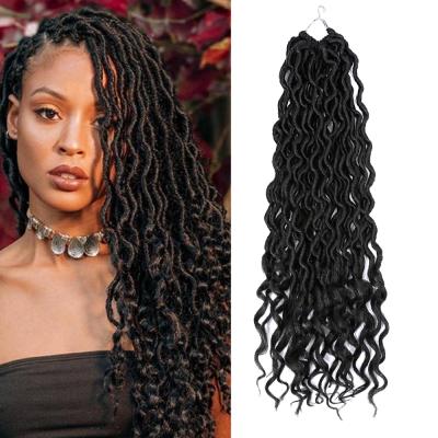 China AliLeader Goddess 24strands/Pack Wholesale High Temperature Wavy Faux Locs Synthetic Fiber Crochet Braiding Hair With Curly Synthetic Hair For Women for sale