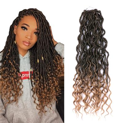 China High Temperature Synthetic Fiber AliLeader New Style Goddess Faux Locs Crochet Braids Hair Deep Wave Ends Curly Synthetic Locs Braiding Hair Extension for sale