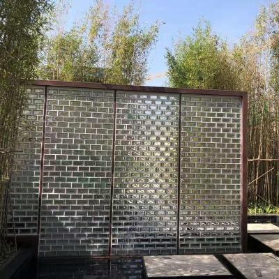 China Half Yard Glass Blocks 90x190x80mm Clear Hollow Glass Bathroom Partition Wall Tile Blocks for sale