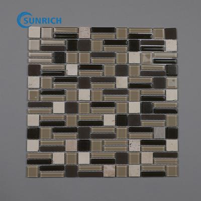 China High Quality Indoor Colorful Chips Home Decoration Glass Mosaic Flooring Slab for sale