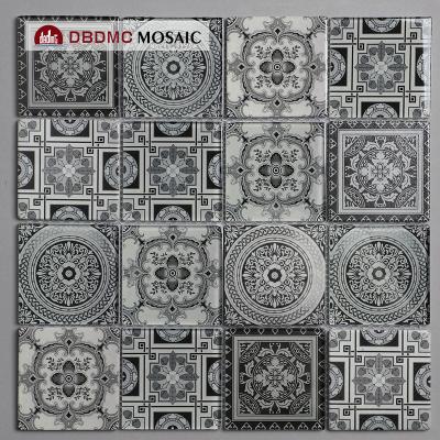 China Art Interior Living Room Kitchen Custom Decorative Inkjet Floor Mosaic Wall Glass Slab for sale