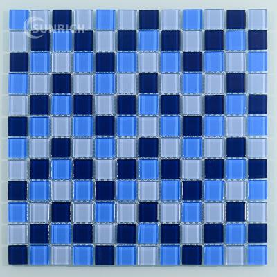 China Swimming Pool Decoration Parquet Customized Colored Glass 4mm Mosaic Slab for sale