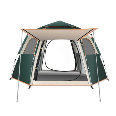 China Factory wholesale outdoor automatic folding rainproof hexagonal tent straight tie type thickened camping wild camping equipment rainproof for sale