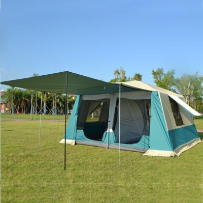 China Explorinf Diagonal Tying Type 5-8 Person Tent 4 Season Use Waterproof Double Layer Oxford Camping Tent 2 Bed Outdoor Rooms for sale