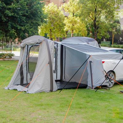 China Straight Bracing Type Car Tailgate Tents Inflatable Air Duct Pump Inflation Rear Trunk Mounted Travel Rainproof House for sale