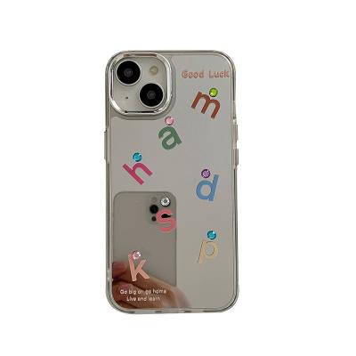 China Shockproof Custom Design Plating Mirror Colored Letter Rhinestone Phone Case For Iphone 11/12/13/14 Dropshipping for sale