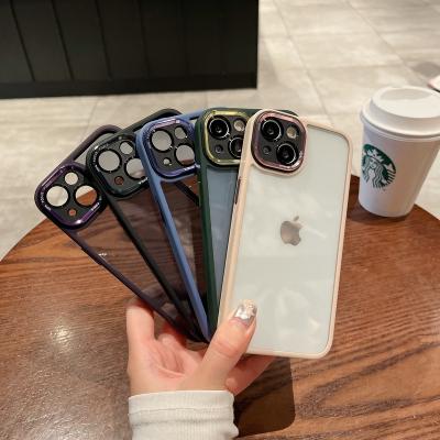 China Matte Phone Cases For shockproof transparent iPhone14 13 color contrast 12 11 pro phone back cover shockproof clear hard PC for sale