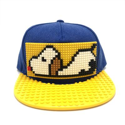 China JOINT DIY Puzzle Building Blocks Party Hats Custom Children's Toy Loop Educational Buckle Hat Flat Through Hip Hop Cap Baseball Hat for sale