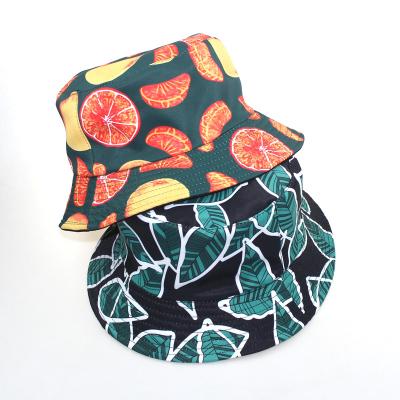 China COMMON Fruit Single-sided Waterproof Grapefruit Small Aliex Hat Basin Print Leaf Sunshade Sunshade Fisherman Double-Sided Hat for sale