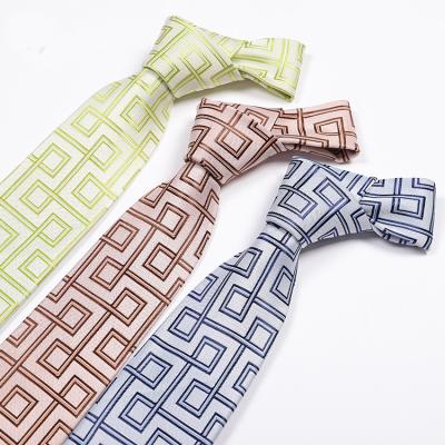 China Fashional Cloth Neck Tie Men Tie Running Hot Sale With Geometric Striped Polyester Jacquard Fabric Print for sale