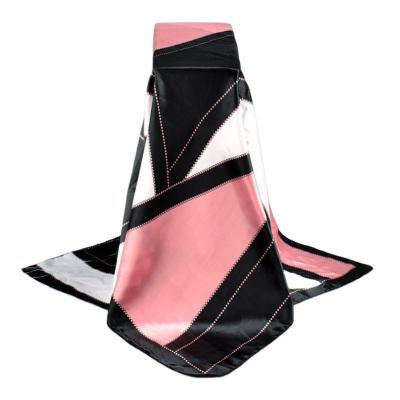 China New Geometry 90*90cm Square 2022 Square Color Satin Scarf Plain Silk Satin Scarf Women's Square Hijab for sale