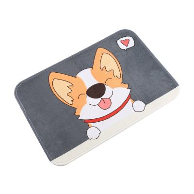 China Cute Stocked Cartoon Bath Mat Anti-Slip Doormat Absorb Water Floor Mat Shiba Inu Corgi Dog Bear Cat Kitchen Bedroom Rug Entrance Mats for sale