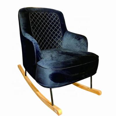 China Rocking Comfort Recliner Modern Velvet Relax Metal Leg Rocking Chairs For Adult for sale