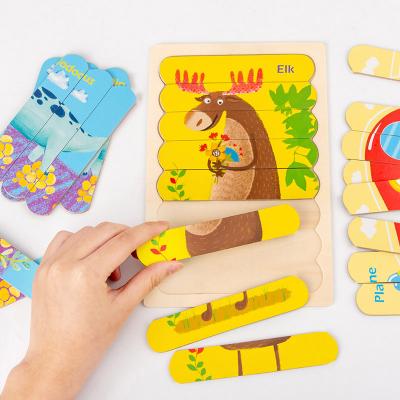 China Early Education DIY TOY 3D Story Jigsaw Montessori Children's Strip Puzzle Kids Matching Toy for sale