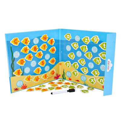 China Environmental Kids Paper 26pcs Magnetic Fish and Alphabet Spelling Words Book Puzzle Baby Colored Pencil Painting Toys Letter Matching Game for sale