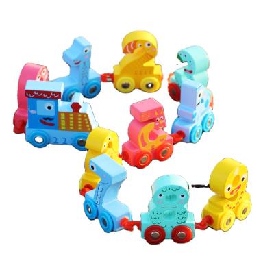 China Small Funny Educational Wooden Tractor Train Assembly Toys Customizing Cute Toys Puzzle For Children's Knowledge Of Numbers for sale