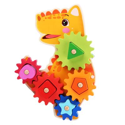 China DIY TOY Animal Building Blocks Natural Wooden Color Safety Montessori Rotary Early Education Educational Toys for sale