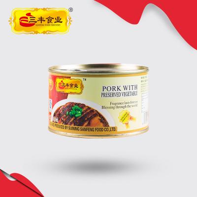 China Canned high quality cooked pork sliced ​​with 340g canned vegetables for sale