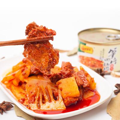 China Canned pork twice-cooked pork canned sliced ​​pork with bamboo shoots canned food198g for sale