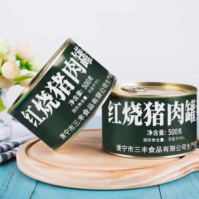 China Mitality Quality 500g Canned Meat Canned Pork Braised Spicy Cubes 75% Cooked Pork Canned Meat for sale