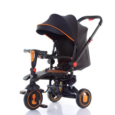 China Ride on Toy Brightbebe Wholesale Price 3 Wheel Folding Toddler Push Stroller Turning Seat Adjustable Kids Tricycle 4 in 1 Baby Tricycle for sale