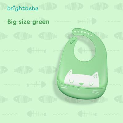 China Custom Logo Baby Bib Soft Waterproof Toddlers Silicone Brightbebe New Cat Series BPA Silicon Drool Free Baby Bibs for sale