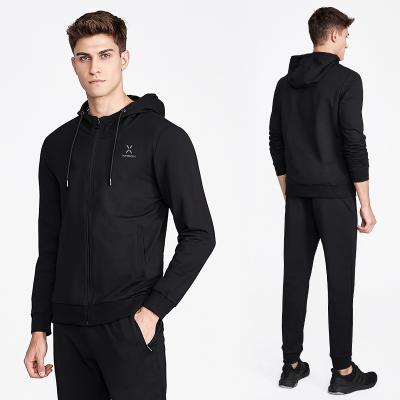 China Breathable outdoor sports autumn and winter men's black white cotton sweater wholesale hooded leisure for sale