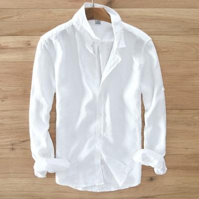 China Men's slim shirts pure color youth men's wear casual loose breathable wholesale for sale