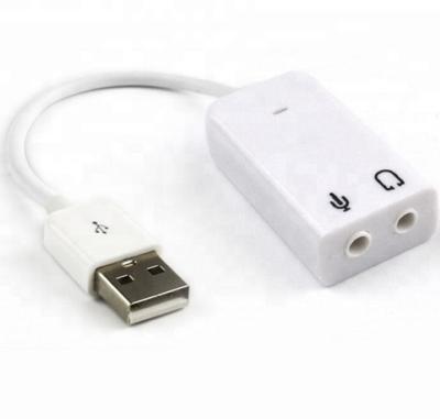 China Wholesale Audio Computer Sound Card Adapter White Wired USB Cable To 3.5mm Channel 7.1 CH Stereo Sound Card for sale