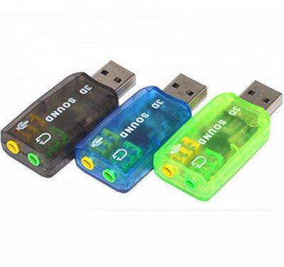 China Wholesale Computer External USB 2.0 3.5mm 5.1 Channel 3D Sound Card USB Audio Card for sale