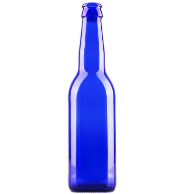 China Shanghai linlang Custom beer bottle 330ml flint amber cobalt blue and clear color glass bottle with crown cap for sale