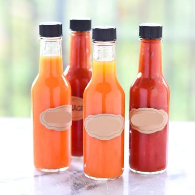 China linlang shanghai food grade premium glass tomato hot empty sauce bottle 5oz /150ml with flip or screw cap and shrink for sale