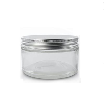 China Wide mouth straight side glass jars with aluminum screw silver cap 250ml 8oz for scrubs/lotions/cosmetics/ointments for sale