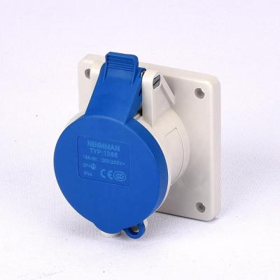 China 3 Pin IP44 16A 230V Industrial Waterproof Panel Mounted Socket for sale