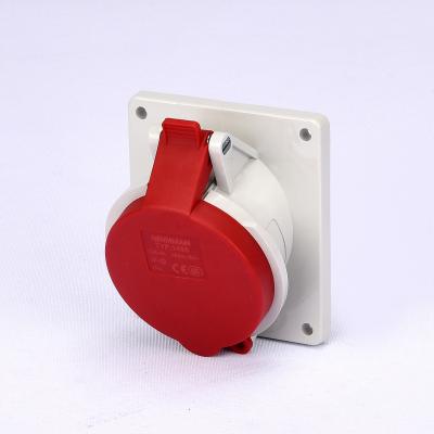 China Industrial IP44 Panel Mounted Socket With Inward 20 4PIN 32 A Tile Industrial Sockets for sale