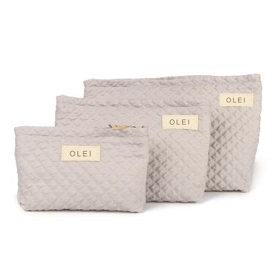 China OLEI Polyester Cosmetic Bag Makeup Pouch Women Lightweight Cosmetic Portable Zipper Travel Lady Bag Storage Lady Bag Polyester for sale