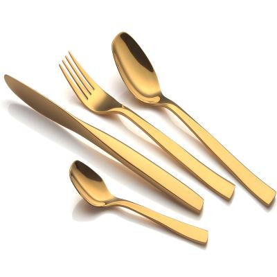 China 18/10 18/8 Stainless Steel Silverware Disposable Handmade Clean Tableware 304 Baby Spoon Gold Cutlery for sale