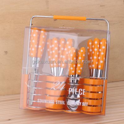 China Viable Inexpensive Polka Dot Plastic Handle Cutlery Set for sale