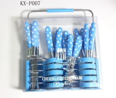 China 24PCS Sustainable Handle Plastic Cutlery Set With PVC Box for sale