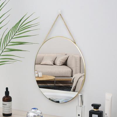 China HOFINE Minimalist Gold Round Square Metal Cheap Round Metal Mirror Vanity Bathroom Wall Mounted Decorative Mirror for sale