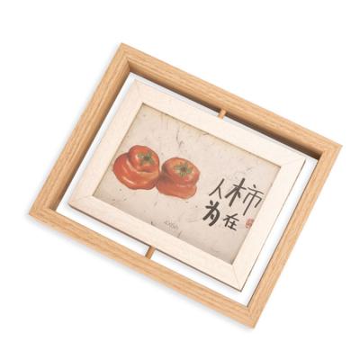 China Decorative Photo Frame HOFINE Customized Wooden Grain Decorative Rotatable Double Sided MDF Photo Frame Wholesale for sale