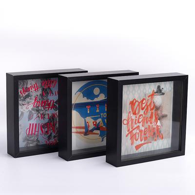 China New High Quality Custom 3D Art Shade Picture Box Deep Wooden Classic/Postmodern Photo Frame White Bag Customized Europe Logo Style Wooden Packing Family for sale