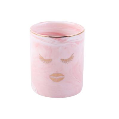 China Fashion Woman Cylinder Beauty Makeup Set Brushes Case Marble Portable Cosmetic Brushes Stand Up Rack for sale