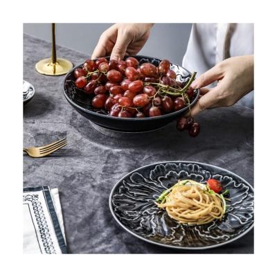 China Sustainable Luxury Salad Pasta Tray Home Gift Cutlery Dinner Set Custom Wedding Plate Chinese Ceramic Dinnerware for sale