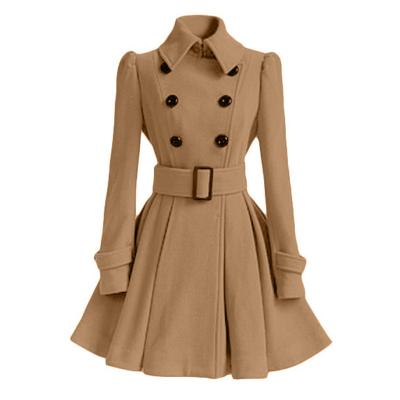 China 2021 Women's breathable woolen short coat with belt button for winter jacket for sale